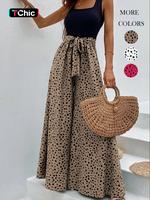 Women's Leopard Print Belted Wide Leg Jumpsuit, Casual Sleeveless Jumpsuit for Summer, Women's Jumpsuit for Daily Wear, Casua...