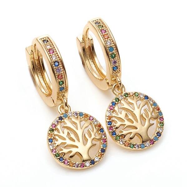 Brass Micro Pave Cubic Zirconia Huggie Hoop Earrings
