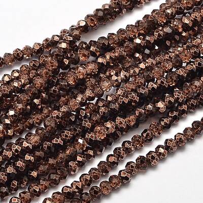 Faceted Rondelle Transparent Painted Glass Beads Strands