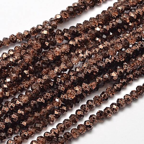 Faceted Rondelle Transparent Painted Glass Beads Strands