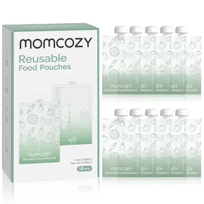 Momcozy Reusable Baby Food Pouches for Toddlers,BPA Free Plastic,Food Safe,Freezer Safe,Refillable for Applesauce Yogurt &Pur...