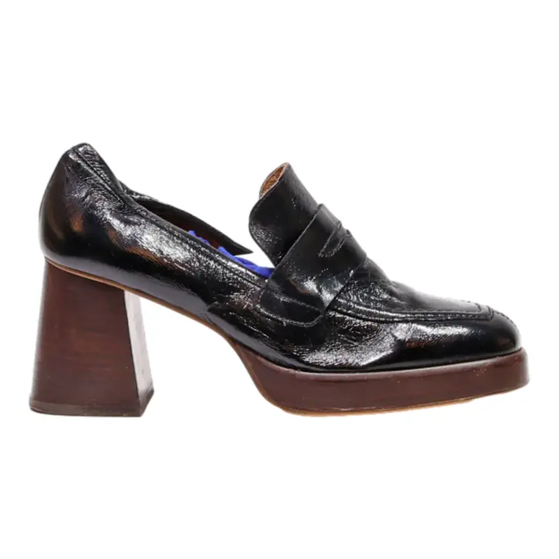 JONAK Loafer Shoes Black Leather Womens UK 7