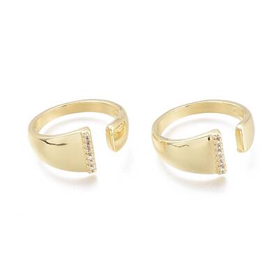 Brass Micro Pave Clear Cubic Zirconia Cuff Rings