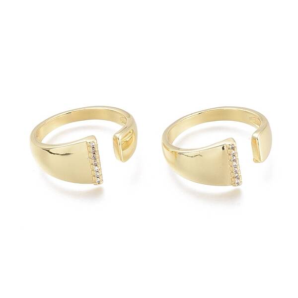 Brass Micro Pave Clear Cubic Zirconia Cuff Rings