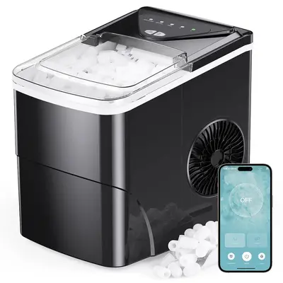 Silonn Countertop Ice Maker, Compact and Portable with Handle, 9 Bullet Ice Cubes in 6 Minutes, Self-Cleaning, Great Kit for ...