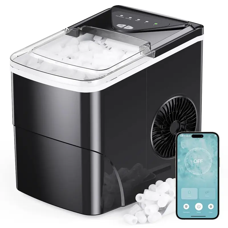 Silonn Countertop Ice Maker, Compact and Portable with Handle, 9 Bullet Ice Cubes in 6 Minutes, Self-Cleaning, Great Kit for ...