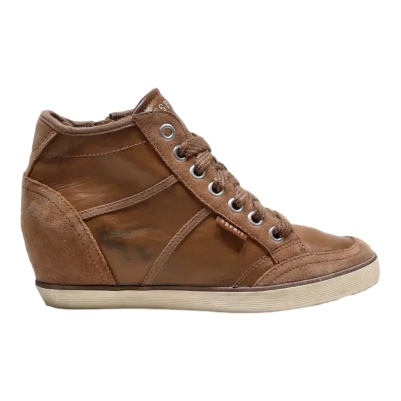 ESPIRIT Ankle Boots Brown Leather Womens UK 7
