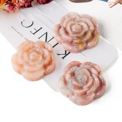Flower Natural Agate Rose Figurines