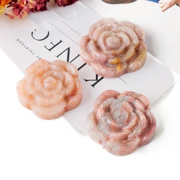 Flower Natural Agate Rose Figurines