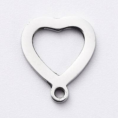 Non-Tarnish 304 Stainless Steel Open Heart Charms