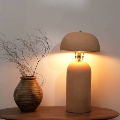 Handcrafted Ceramic Table Lamp-Beige