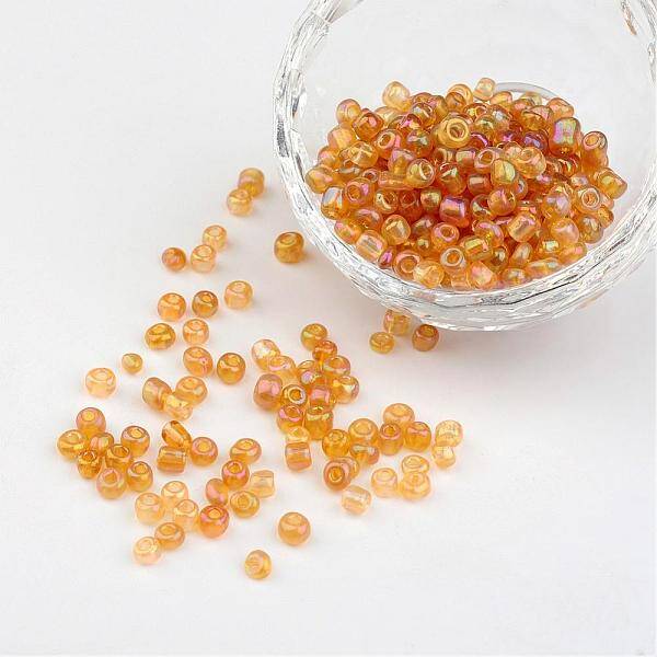 6/0 Transparent Rainbow Colours Round Glass Seed Beads