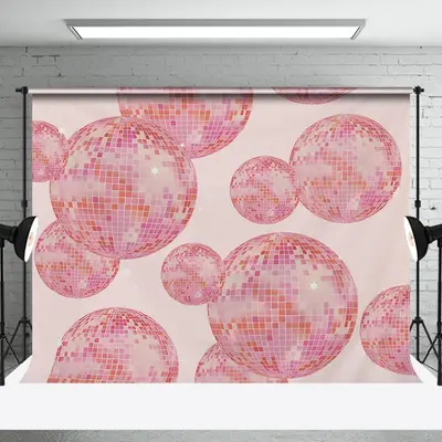 Retro Pink Disco Balls Musical Dance Party Backdrop