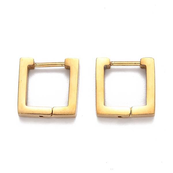 304 Stainless Steel Square Huggie Hoop Earrings