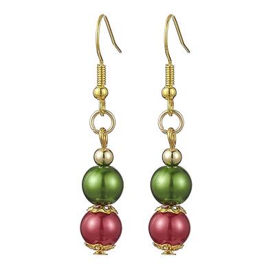Baking Painted Pearlized Glass Pearl Dangle Earrings