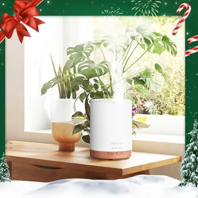 ASAKUKI 300ML Essential Oil Diffuser Humidifier with 7-color LED Light & Mist Timer, Universal Portable Mini Humidifiers, Ar...