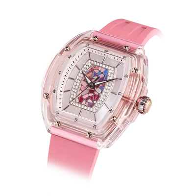 TSAR BOMBA Women's Quartz Watch | Pink | Swiss Movement Wristwatch | Cubic Zirconia Mother of Pearl Dial | Waterproof Sapphir...