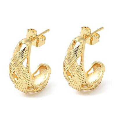Hollow Crescent Moon Rack Plating Brass Stud Earrings