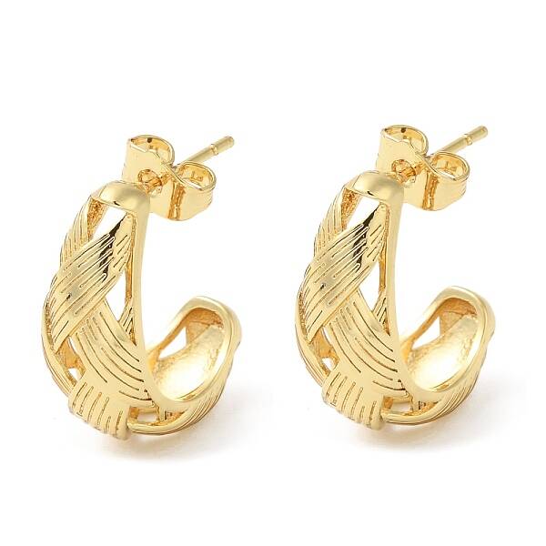 Hollow Crescent Moon Rack Plating Brass Stud Earrings