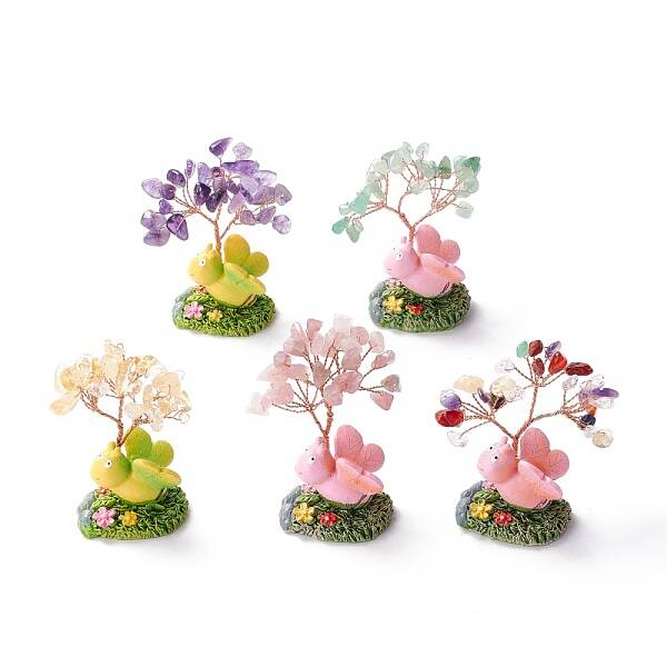 Natural Gemstone Chips & Resin Pedestal Display Decorations