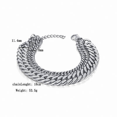 Non-Tarnish Stainless Steel Double-layered Cuban Link Chain Bracelets for Women