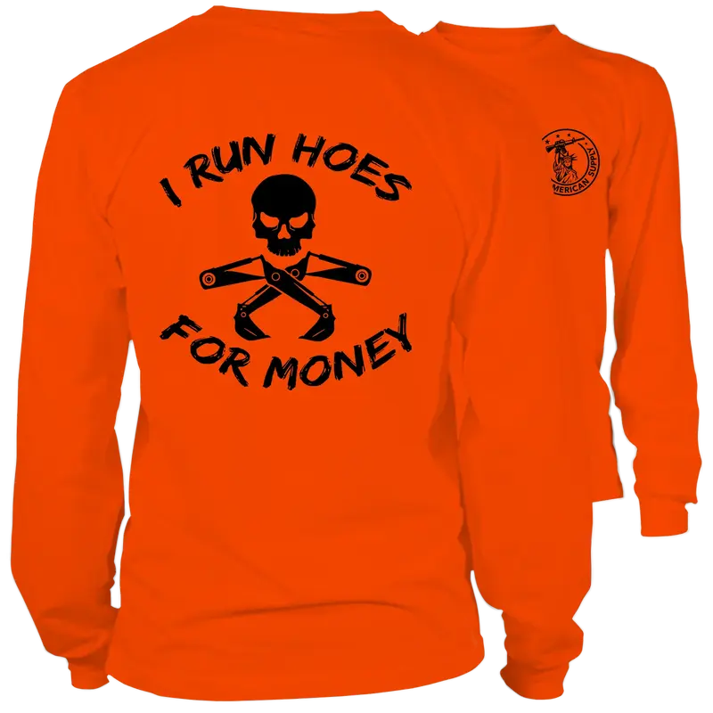Run Hoes - Long Sleeve Safety Orange Hi-Vis T-Shirt