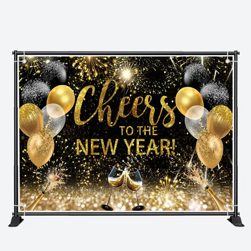 Glitter Sparkle Cheers To The New Year Backdrop - Aperturee