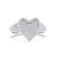 Nova Rose Iced Heart Shaped Ring - 925 Sterling Silver