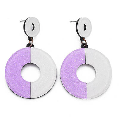 Large Flat Round Dangle Stud Earrings for Girl Women