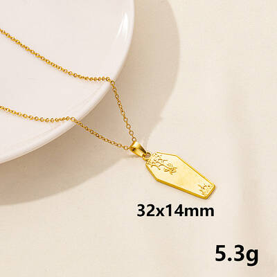 Stylish Stainless Steel Coffin Pendant Necklace for Women