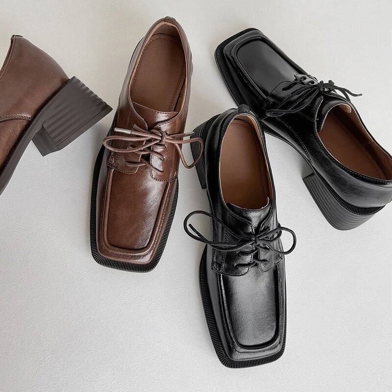 CHIKO Xiomara Square Toe Block Heels Oxfords Shoes