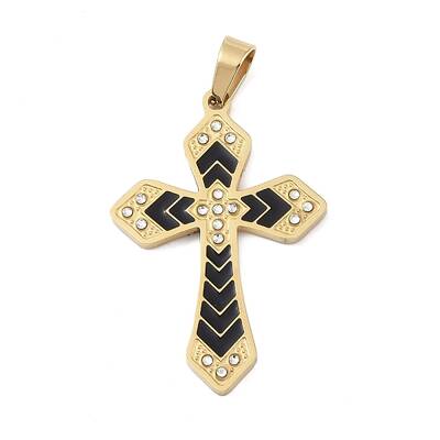 Ion Plating(IP) 304 Stainless Steel Enamel Rhinestone Pendants