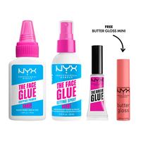 Glue On Bundle: The Ultimate Face Glue Duo + Clear Brow Glue + FREE Butter Gloss, NYX Professional Make up