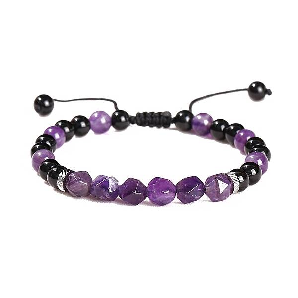 Natural Black Onyx Braided Bead Bracelets