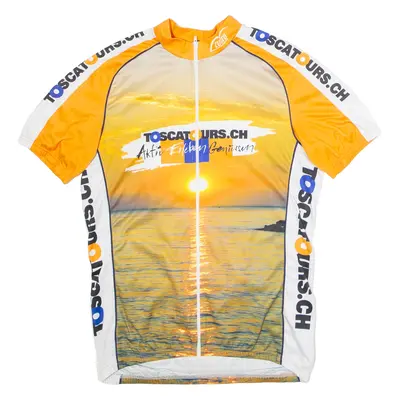 CUORE Full Zip Cycling Mens Jersey Orange High Neck XL