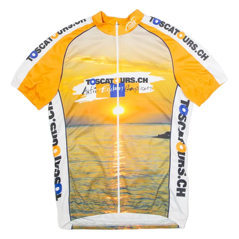 CUORE Full Zip Cycling Mens Jersey Orange High Neck XL