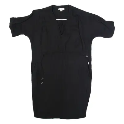 WHISTLES Womens Shift Dress Black Viscose Short Sleeve Knee Length S
