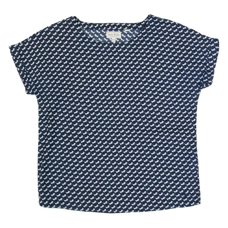 JACK WILLS Womens Printed Top Blue Crazy Pattern UK 10