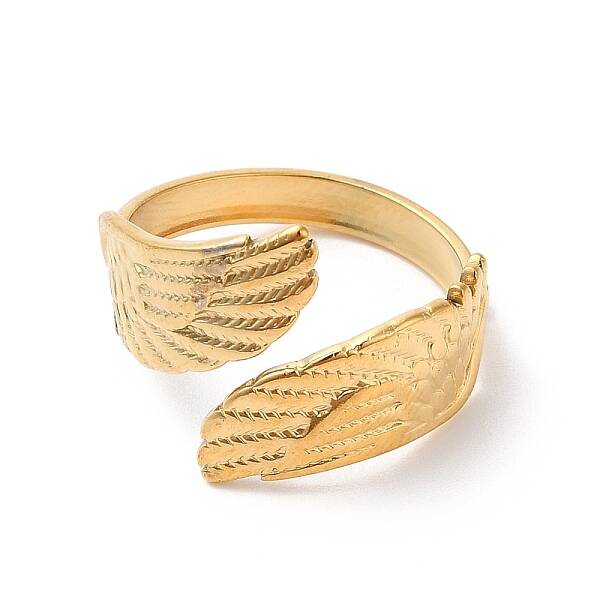 Ion Plating(IP) 304 Stainless Steel Double Wings Open Cuff Ring for Women