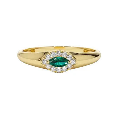 10K Gold Marquise Cut Halo Setting Ring