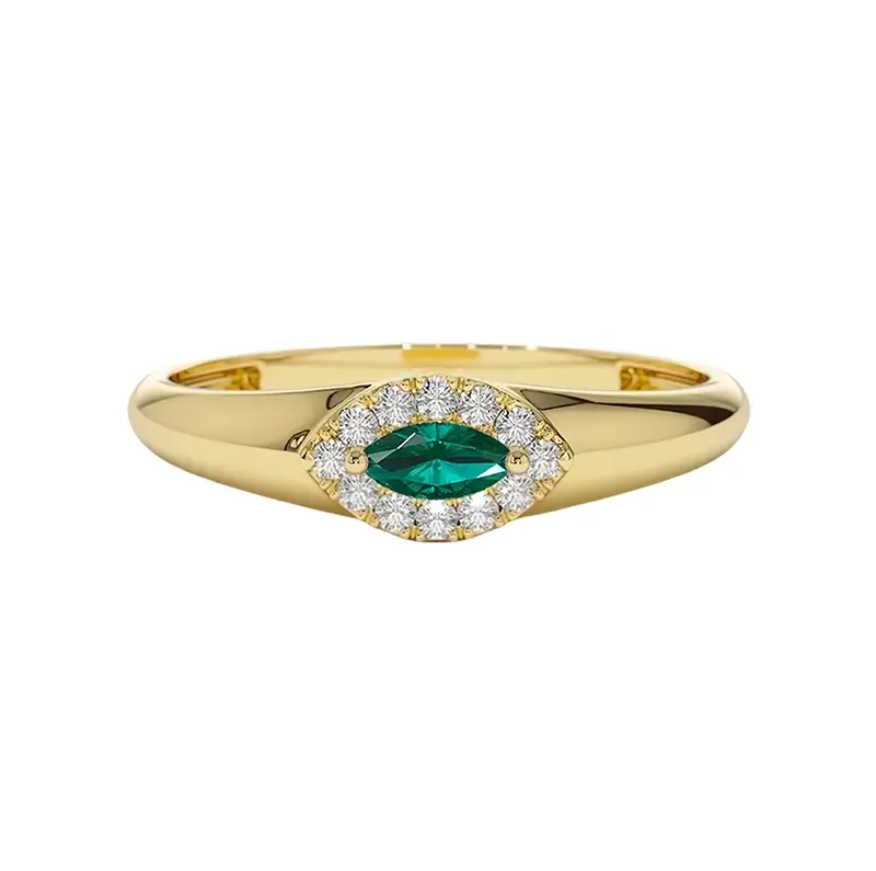 10K Gold Marquise Cut Halo Setting Ring