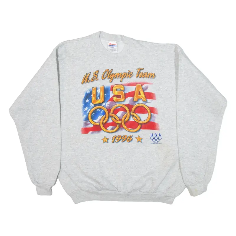HANES 1996 Olympics Team USA Mens Sweatshirt Grey 90s USA L