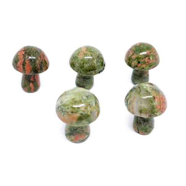 Natural Unakite Healing Mushroom Figurines