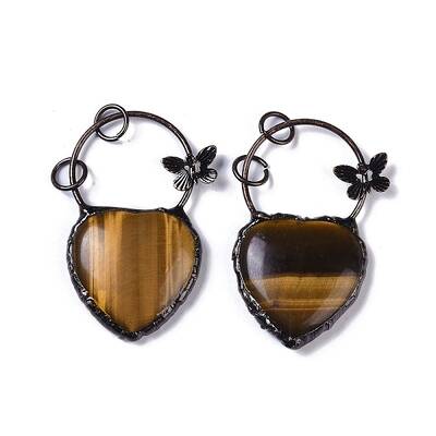 Natural Tiger Eye Heart Big Pendants