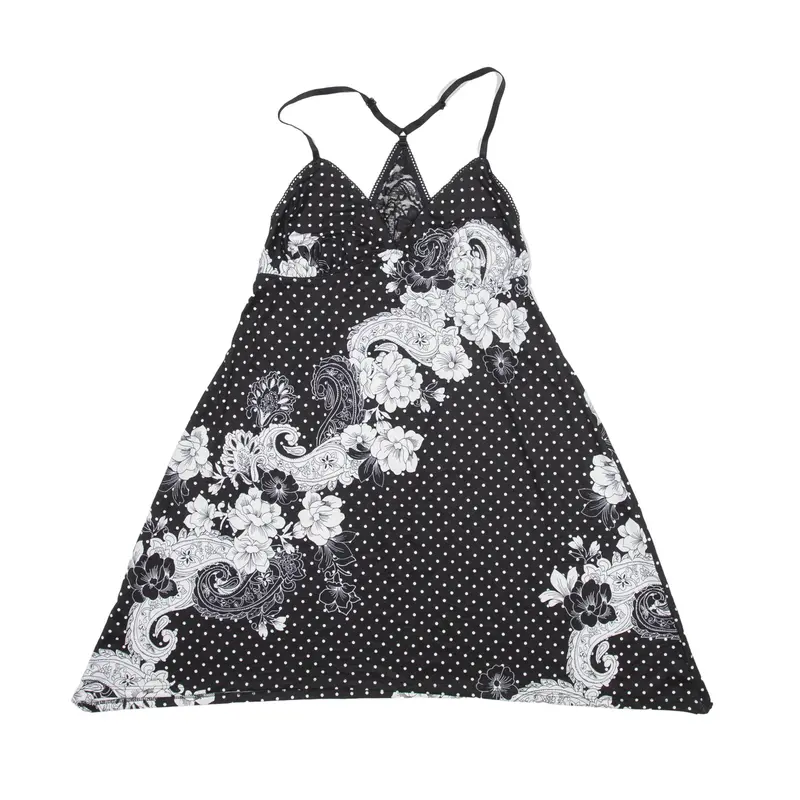 SECRET TREASURES Y2K Night wear Mini Dress Black Spotted Sleeveless Short Womens UK 8
