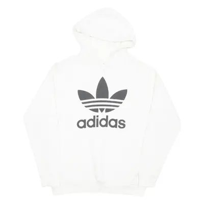 ADIDAS Womens White Hoodie Pullover M