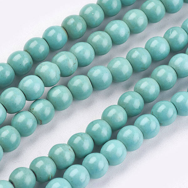 1 Strand Dyed Light Sea Green Round Synthetic Turquoise Beads Strands