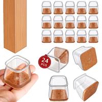 24 pcs Square Chair Leg Floor Protectors for Hardwood Floor Fits All Shape Chair