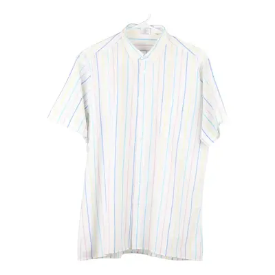 Jackson Striped Short Sleeve Shirt - XL White Cotton