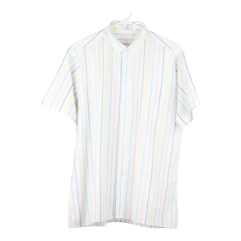 Jackson Striped Short Sleeve Shirt - XL White Cotton